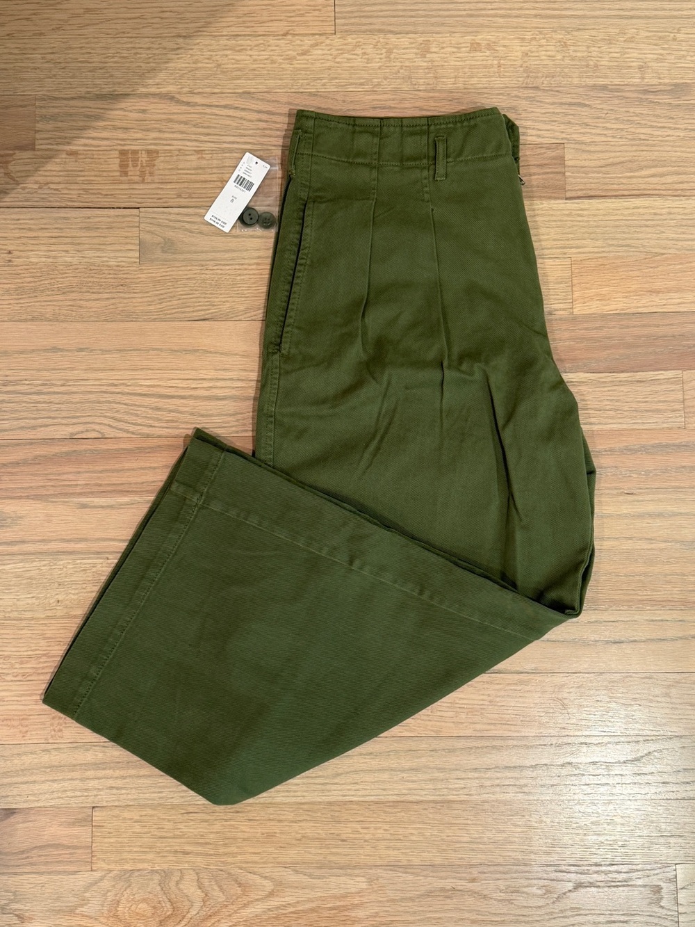 NWT Anthropologie Maeve Remi Wide-Leg Crop Chino Pants, Green, Size 8